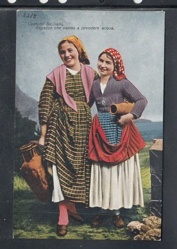 Cartolina costumi siciliani - cartolina,